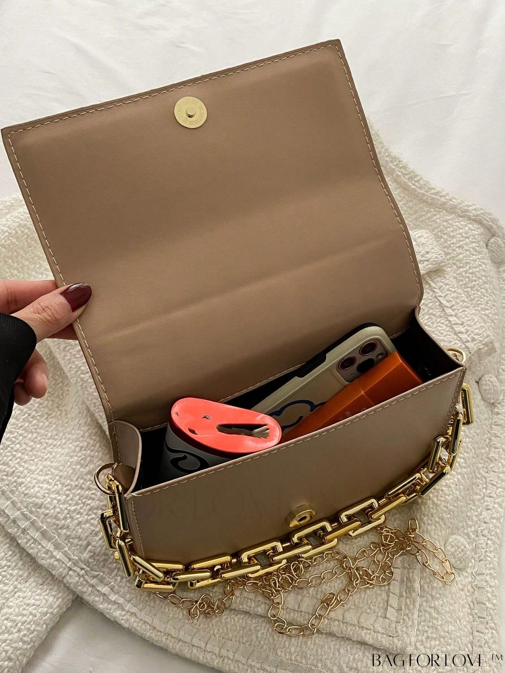 BagForLove - Compact Quilted Chain Square Bag with Subtle Detailing