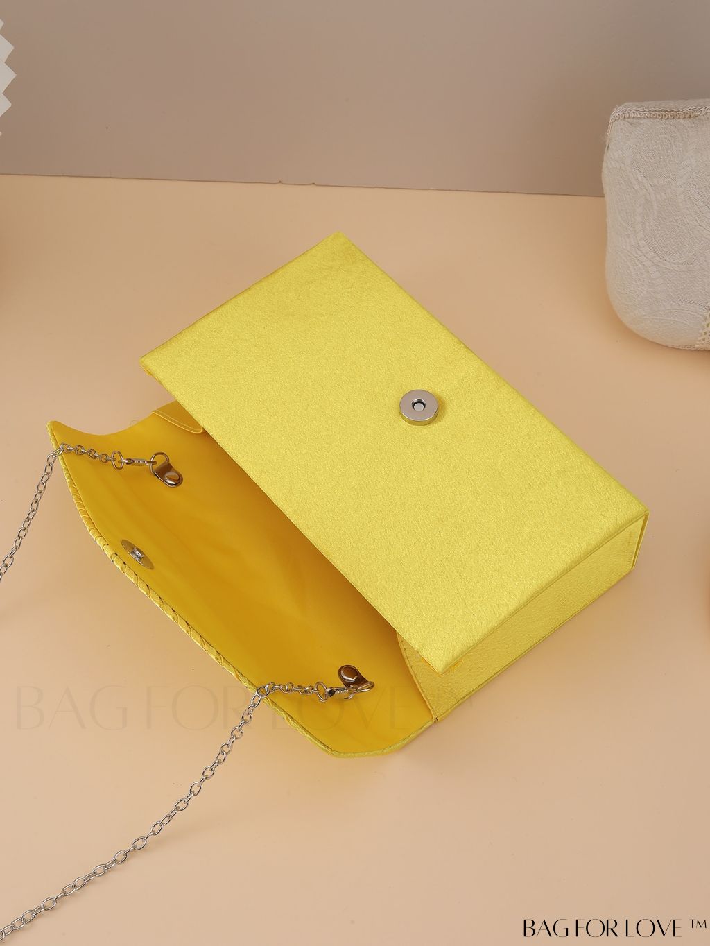 BagForLove - Compact Pleated Envelope Bag with Sparkling Rhinestone Embellishment