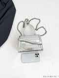 BagForLove - Funky Metallic Crocodile Embossed Mini Square Bag with Irregular Flap - PU Material