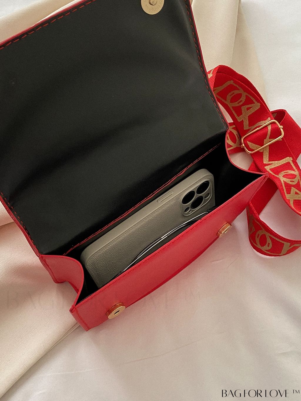 BagForLove - Chic Chevron Quilted Mini Square Bag with Metallic Finish and Chain Detail Flap