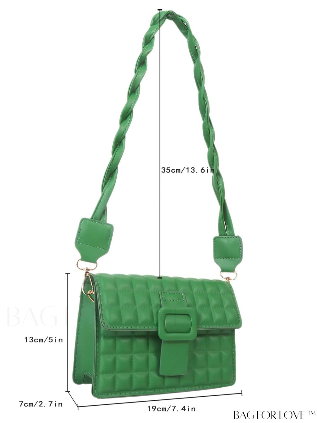 BagForLove - Compact Quilted Square Bag with Elegant Buckle Flap