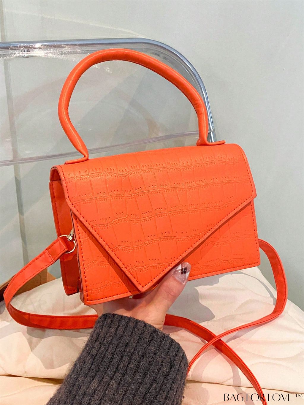 BagForLove - Crocodile Embossed Mini Flap Square Bag