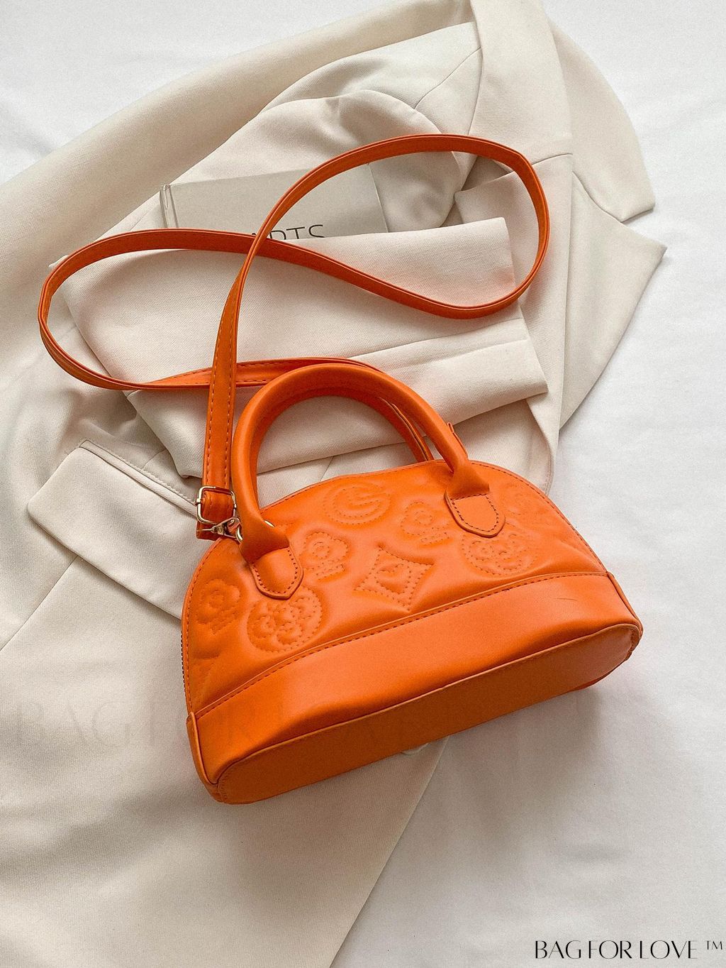 BagForLove - Stylish Geometric Clamshell Bag with Dual Handles and Adjustable Crossbody/Handheld Strap