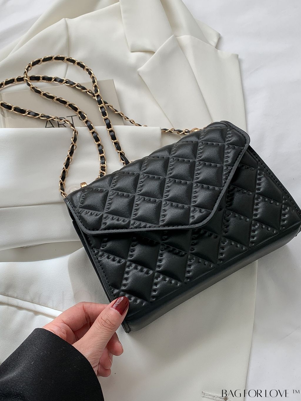 BagForLove - Compact Quilted Flap Shoulder Bag in Striking Neon Red