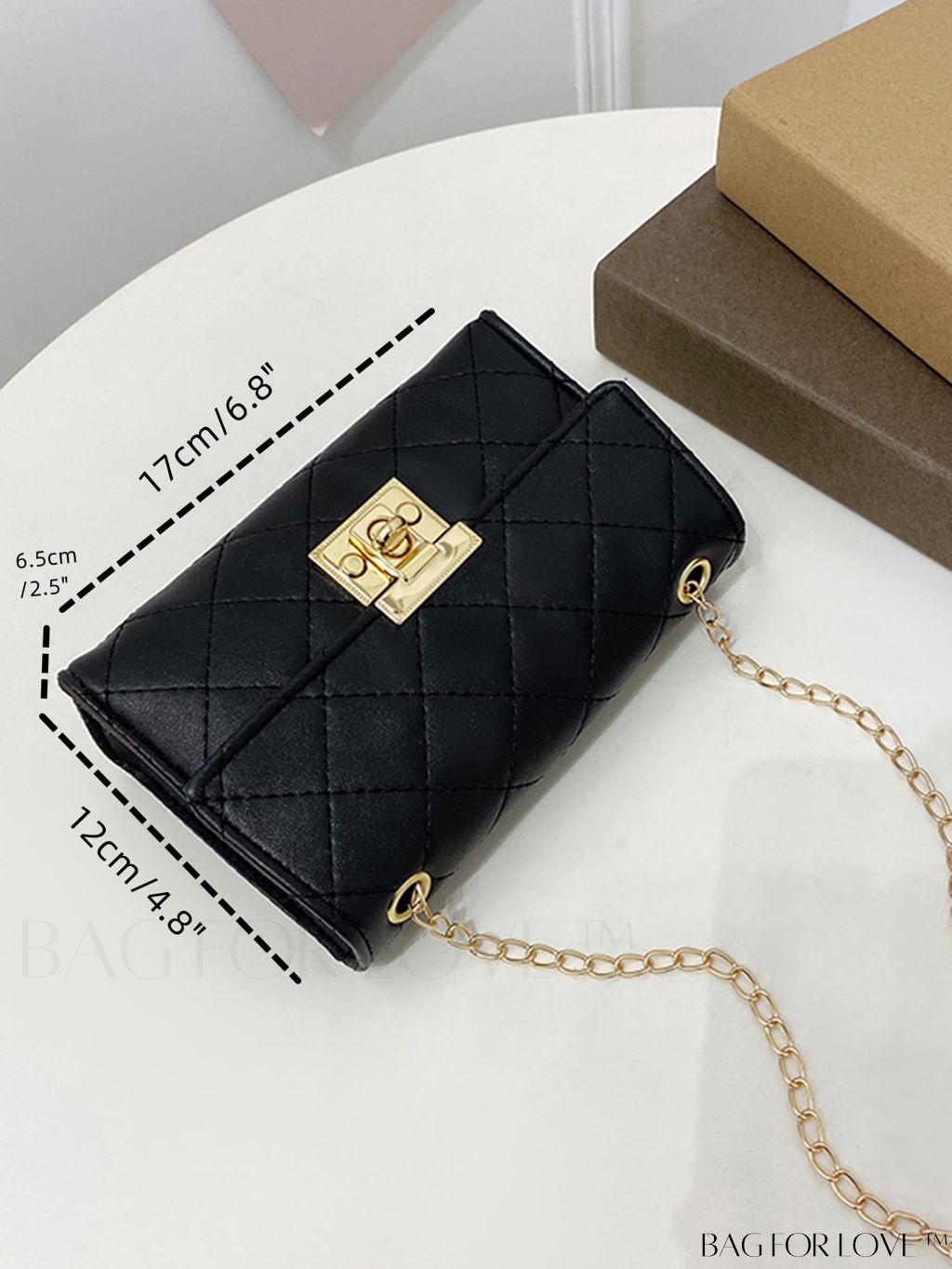 BagForLove - Mini Quilted Flap Chain Bag, Rhombus Embossed Shoulder Bag: Womens Artificial Leather Crossbody Purse