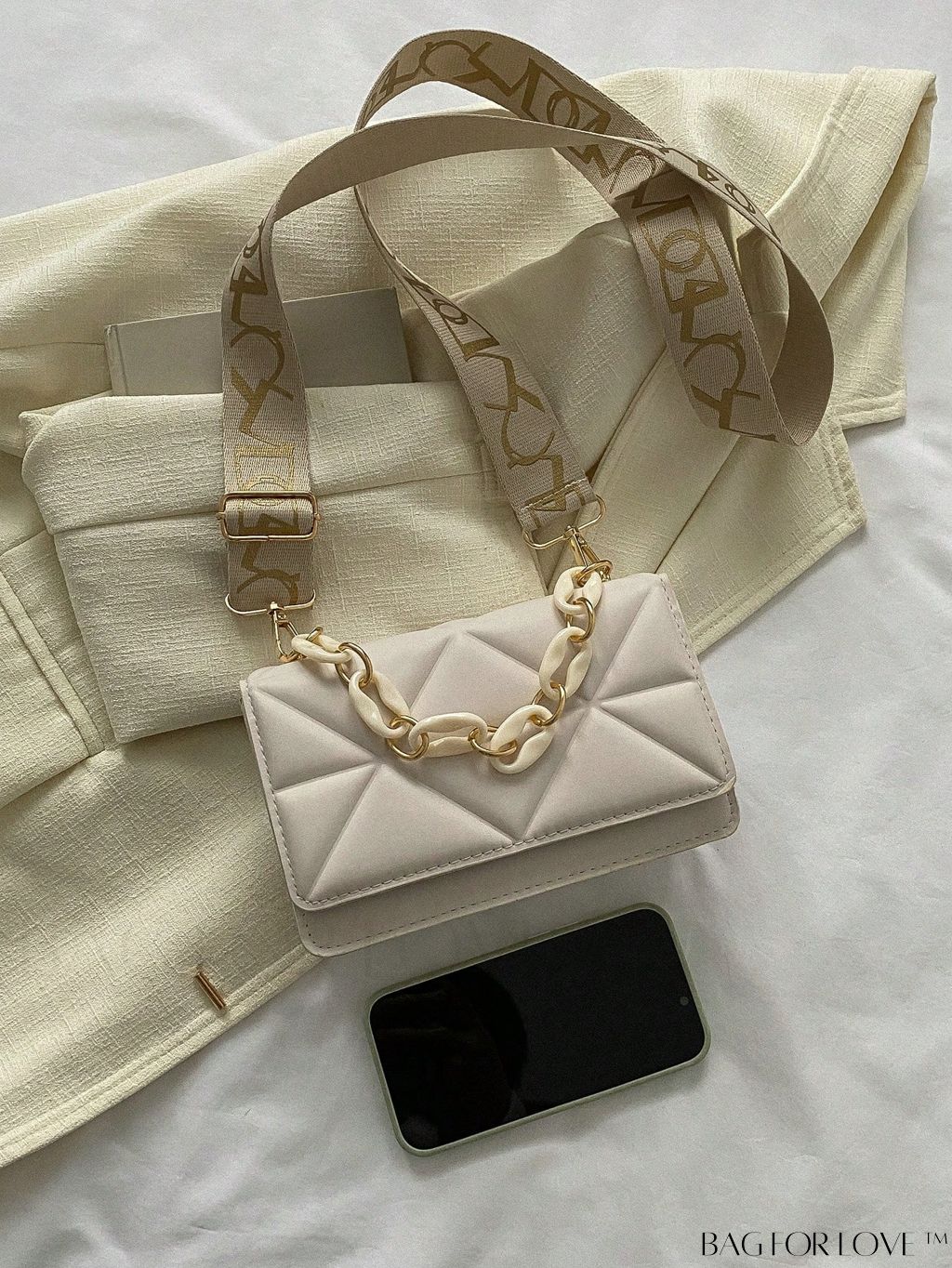 BagForLove - Compact Chain Flap Square Bag with Stylish Quilted Design