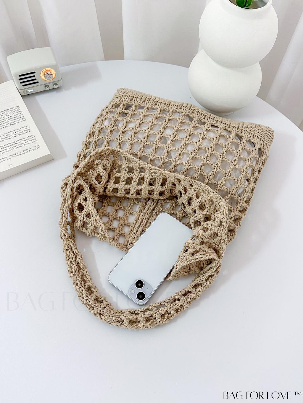 BagForLove - Versatile Retro Mesh Bag with Large Capacity, Ideal for Beach, Shopping, and Vacation