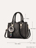 BagForLove - Embroidered Square Bag with Pom Pom Decor, Trendy PU Crossbody Satchel for Women, Mothers Day Gift