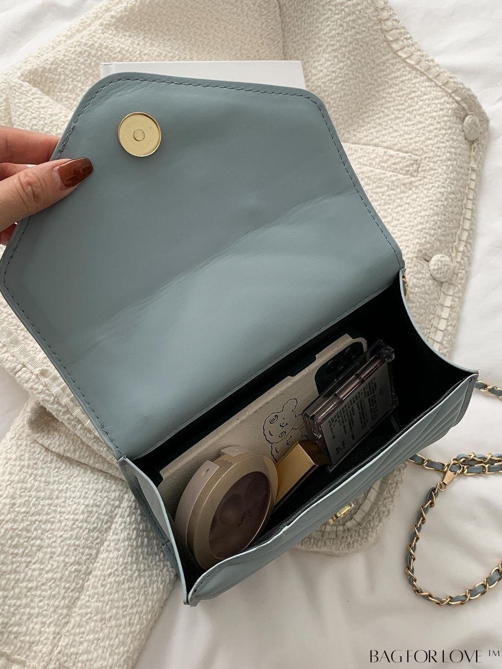 BagForLove - Compact Quilted Flap Shoulder Bag in Striking Neon Red