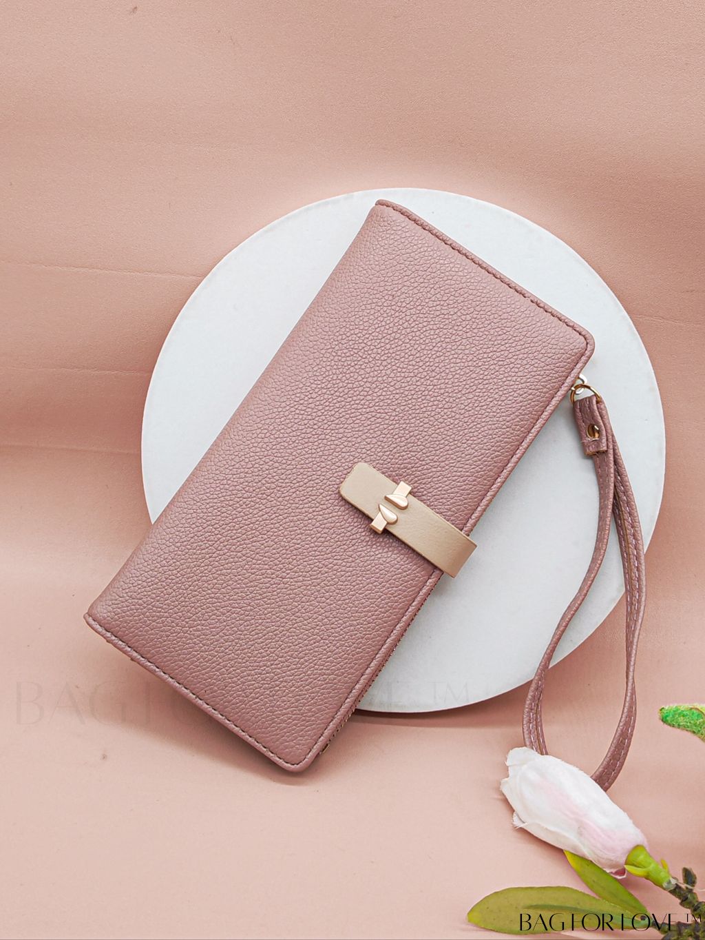BagForLove - Stylish Pink Quilted Long Wallet with Zipper for Everyday Fashion