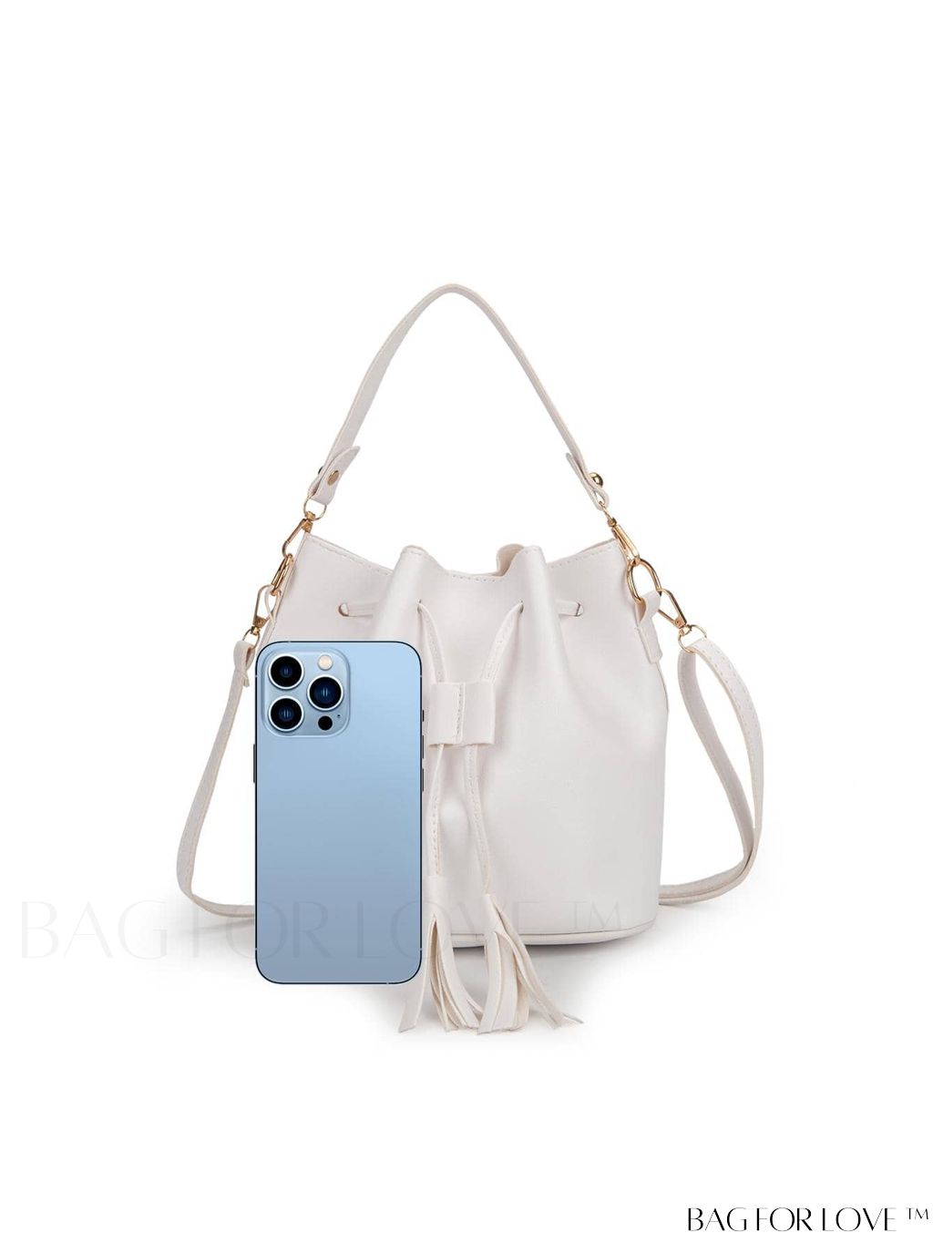 BagForLove - Stylish Drawstring Bucket Bag with Tassel Decor - Medium Size