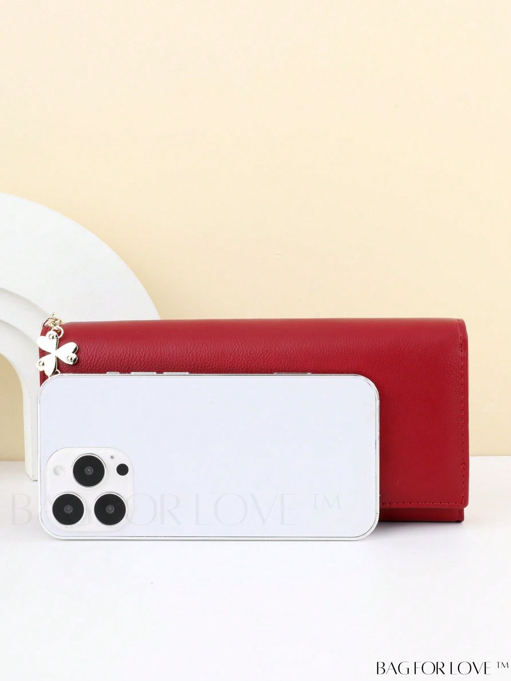 BagForLove - Stylish Long Wallet with Clover Decor and Letter Graphics