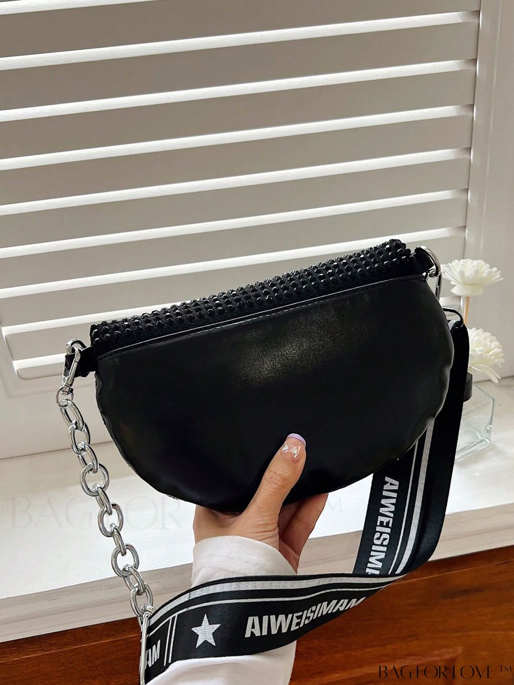 BagForLove - Compact Rhinestone-Embellished Waist Bag