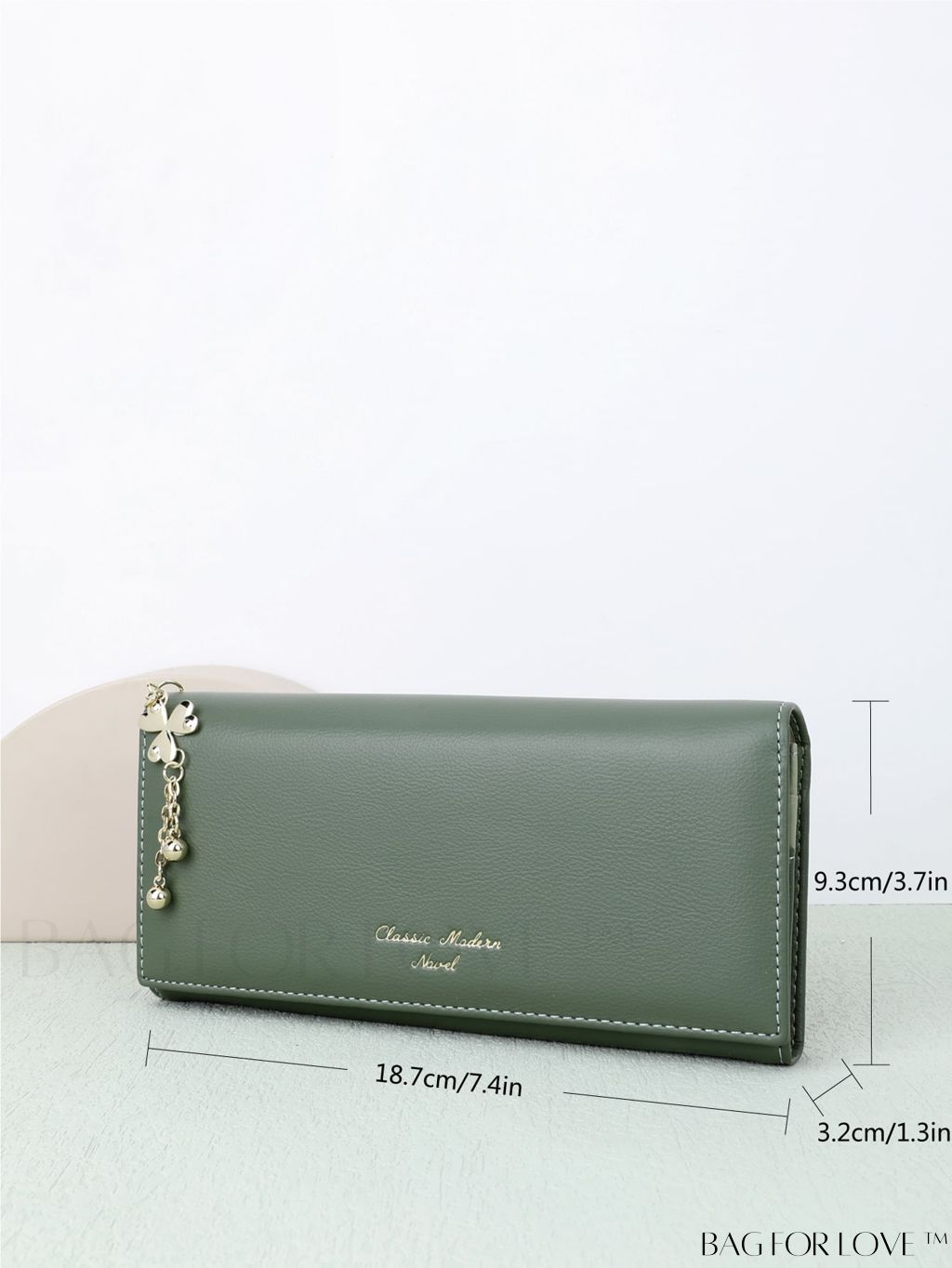 BagForLove - Stylish Long Wallet with Clover Decor and Letter Graphics