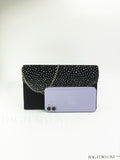 BagForLove - Compact Pleated Envelope Bag with Sparkling Rhinestone Embellishment