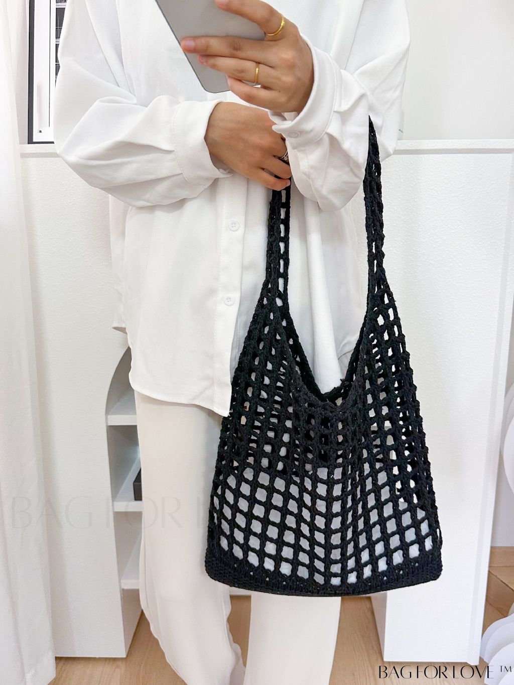 BagForLove - Versatile Retro Mesh Bag with Large Capacity, Ideal for Beach, Shopping, and Vacation