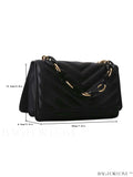 BagForLove - Chic Chevron Quilted Mini Square Bag with Metallic Finish and Chain Detail Flap