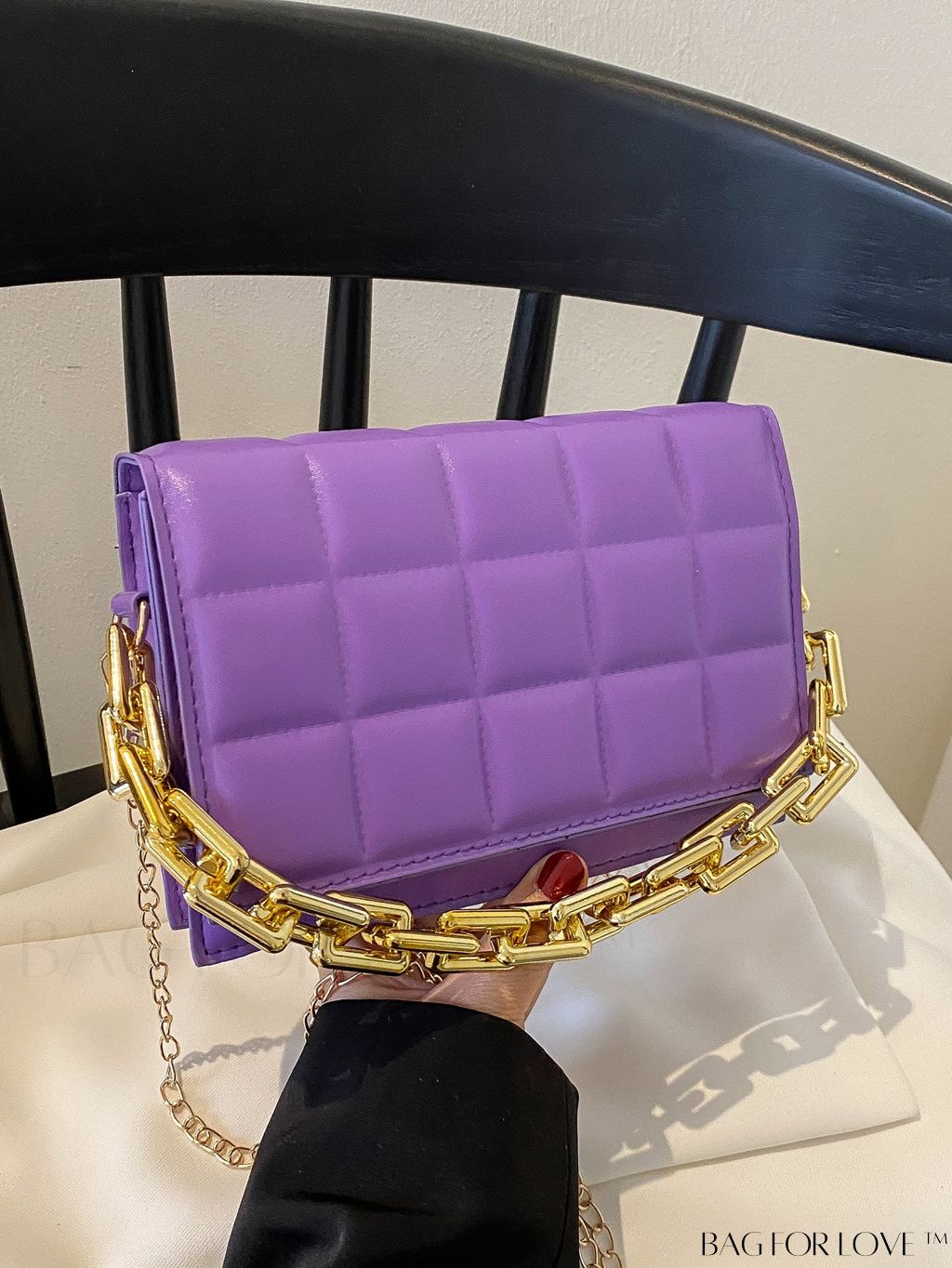 BagForLove - Compact Quilted Chain Square Bag with Subtle Detailing