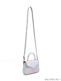 BagForLove - Crocodile Embossed Holographic Flap PU Square Bag with Chic Top Handle