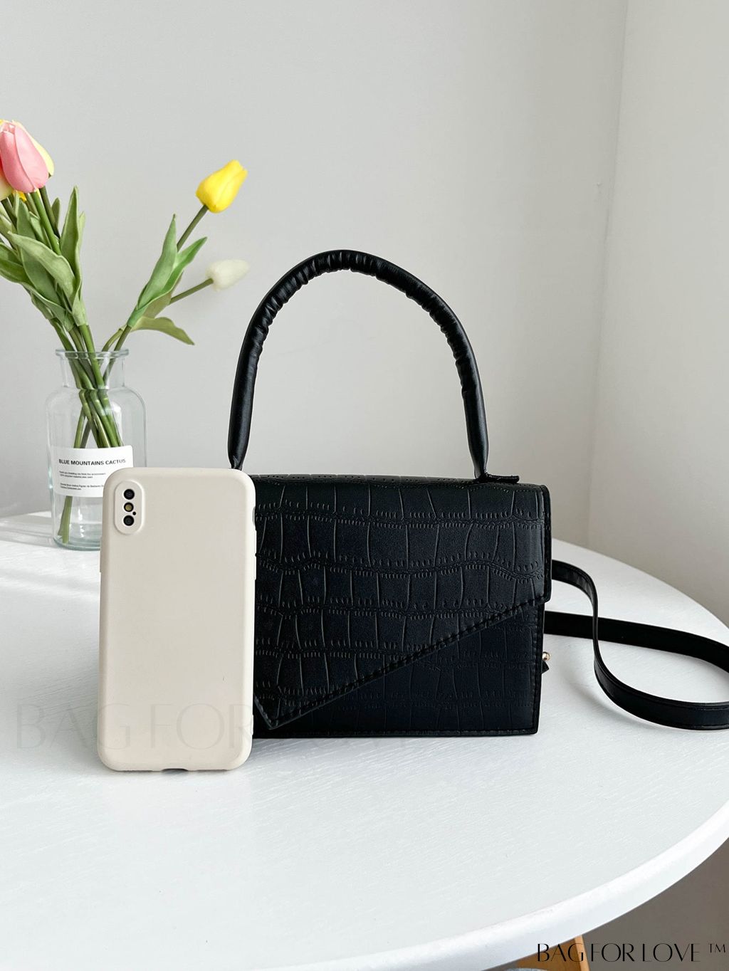 BagForLove - Crocodile Embossed Mini Flap Square Bag