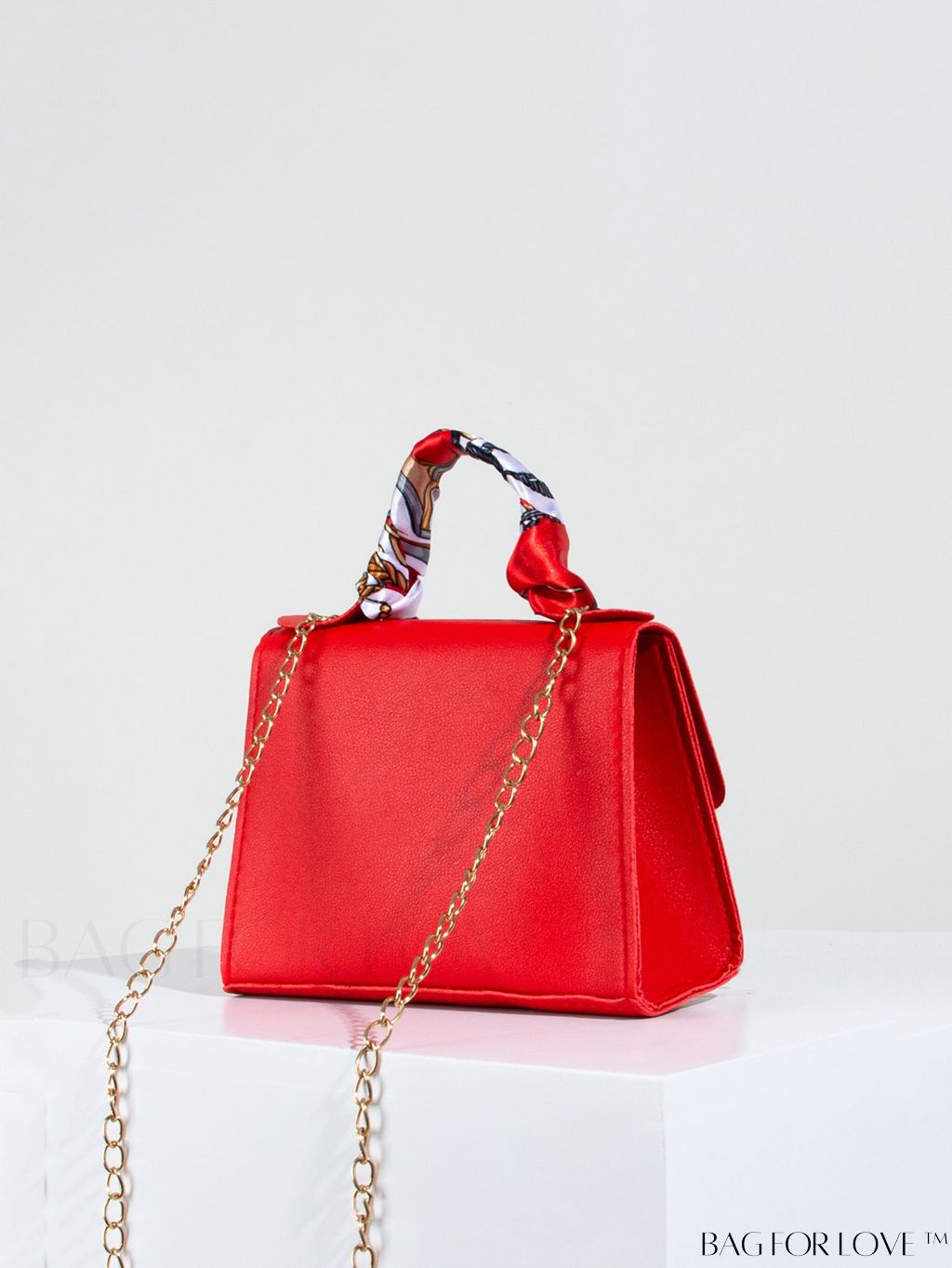 BagForLove - Neon Red Twilly Scarf Design Square Bag - Mini, Stylish, and Versatile!