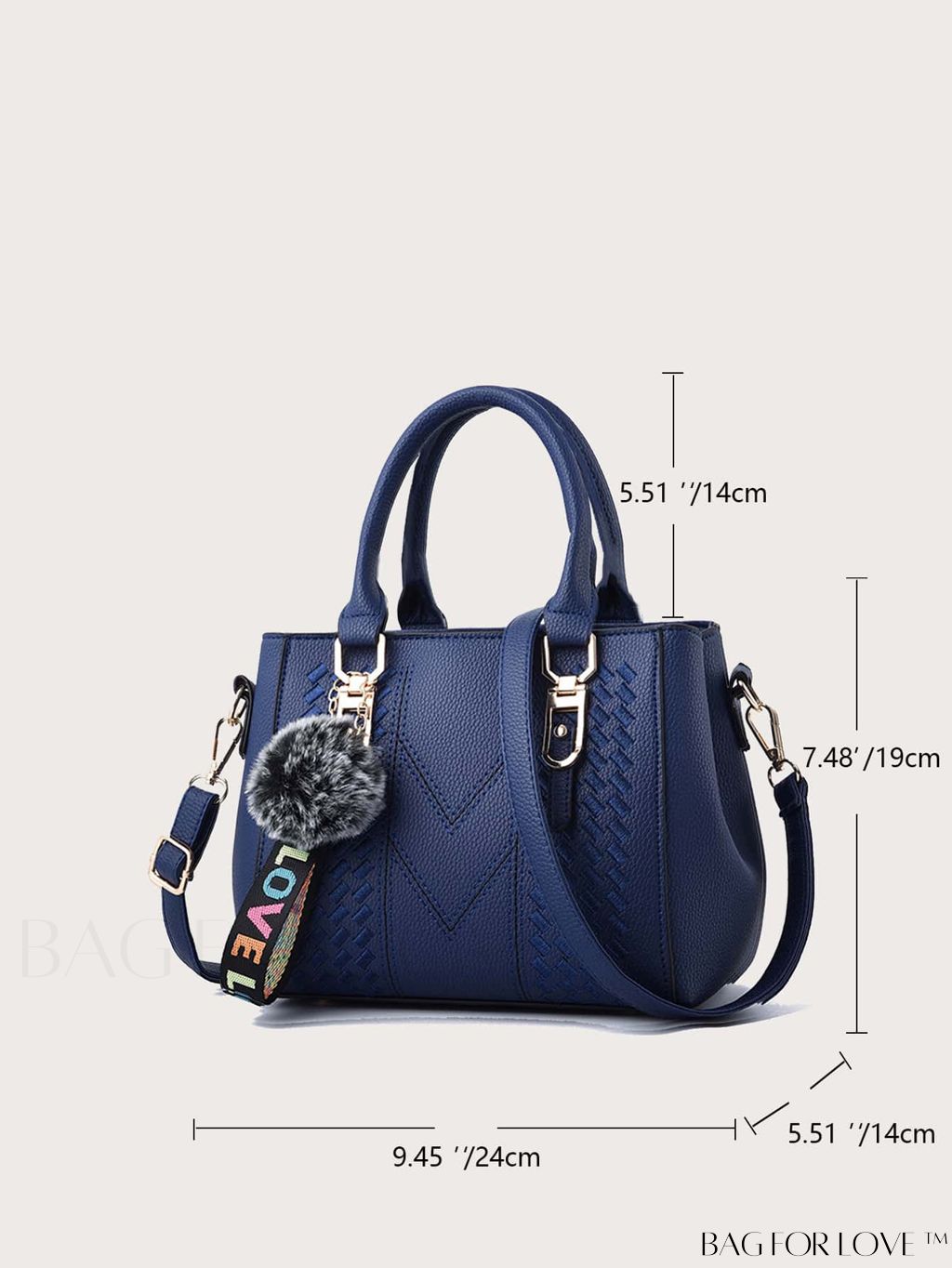 BagForLove - Embroidered Square Bag with Pom Pom Decor, Trendy PU Crossbody Satchel for Women, Mothers Day Gift