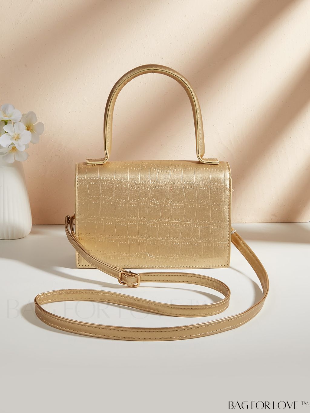BagForLove - Crocodile Embossed Mini Flap Square Bag