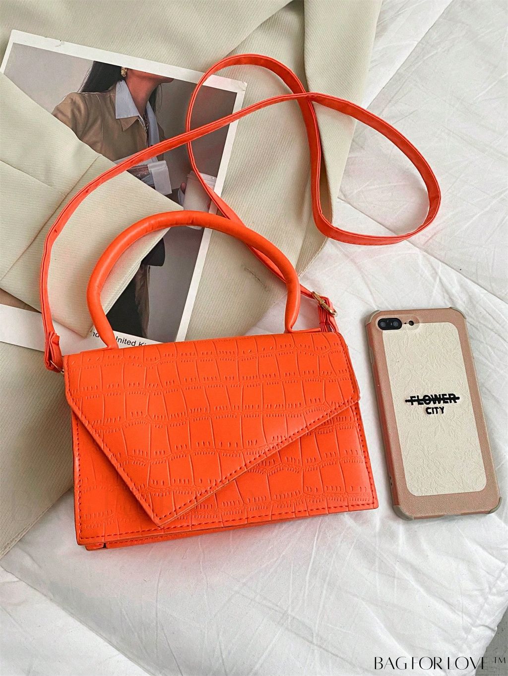 BagForLove - Crocodile Embossed Mini Flap Square Bag