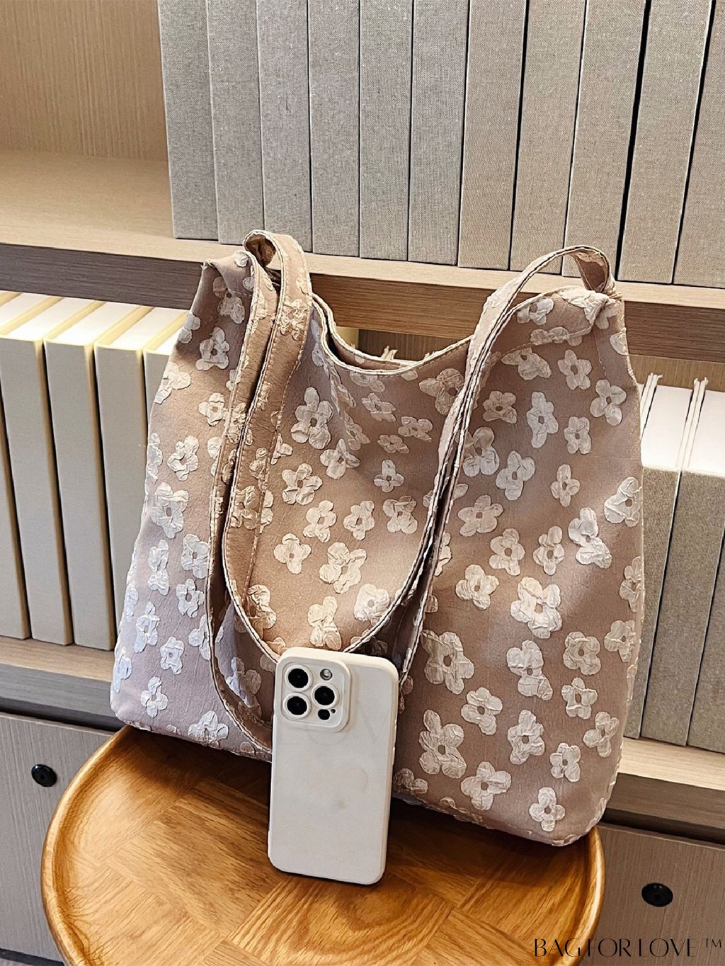 BagForLove - Stylish Jacquard Shopper Bag with Floral Design