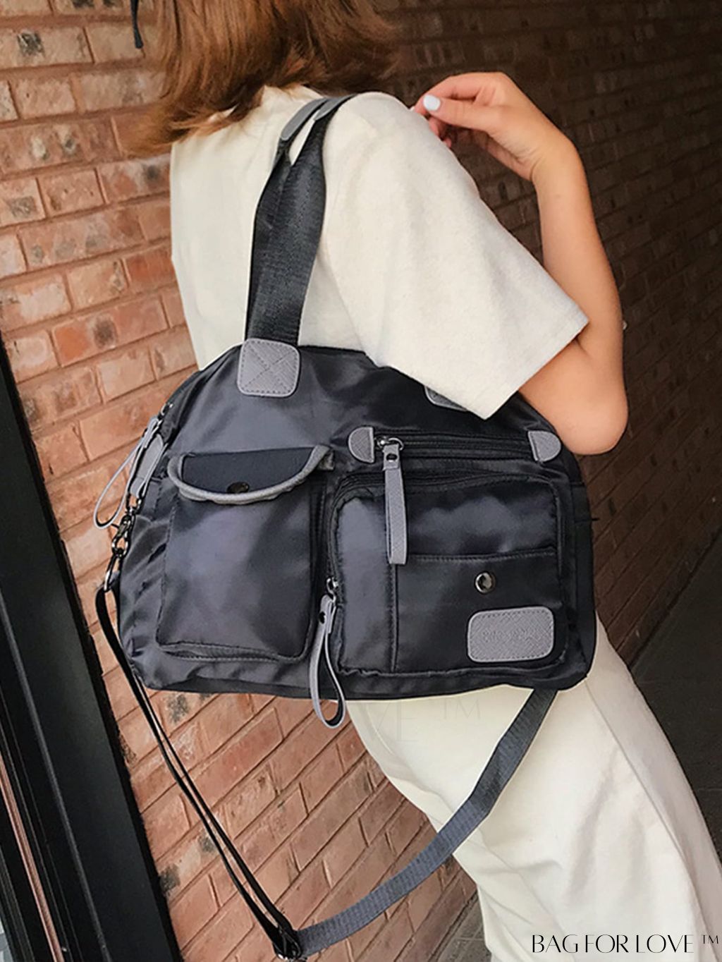 BagForLove - Waterproof Nylon Hand Bag: Womens Multi-Pocket Shoulder Crossbody for Travel and Everyday Use