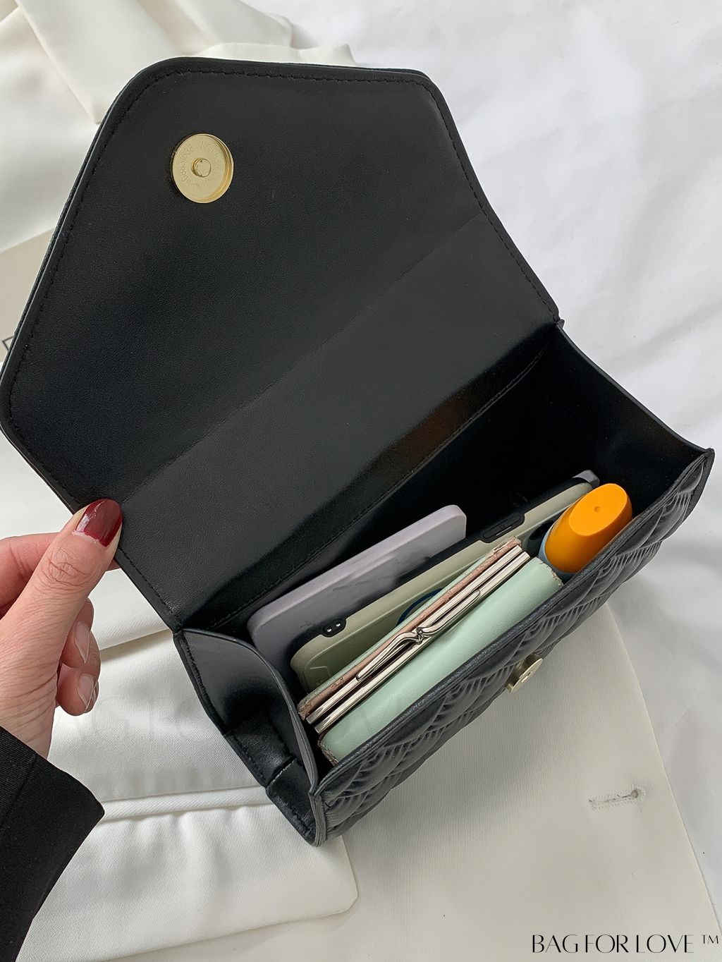 BagForLove - Compact Quilted Flap Shoulder Bag in Striking Neon Red