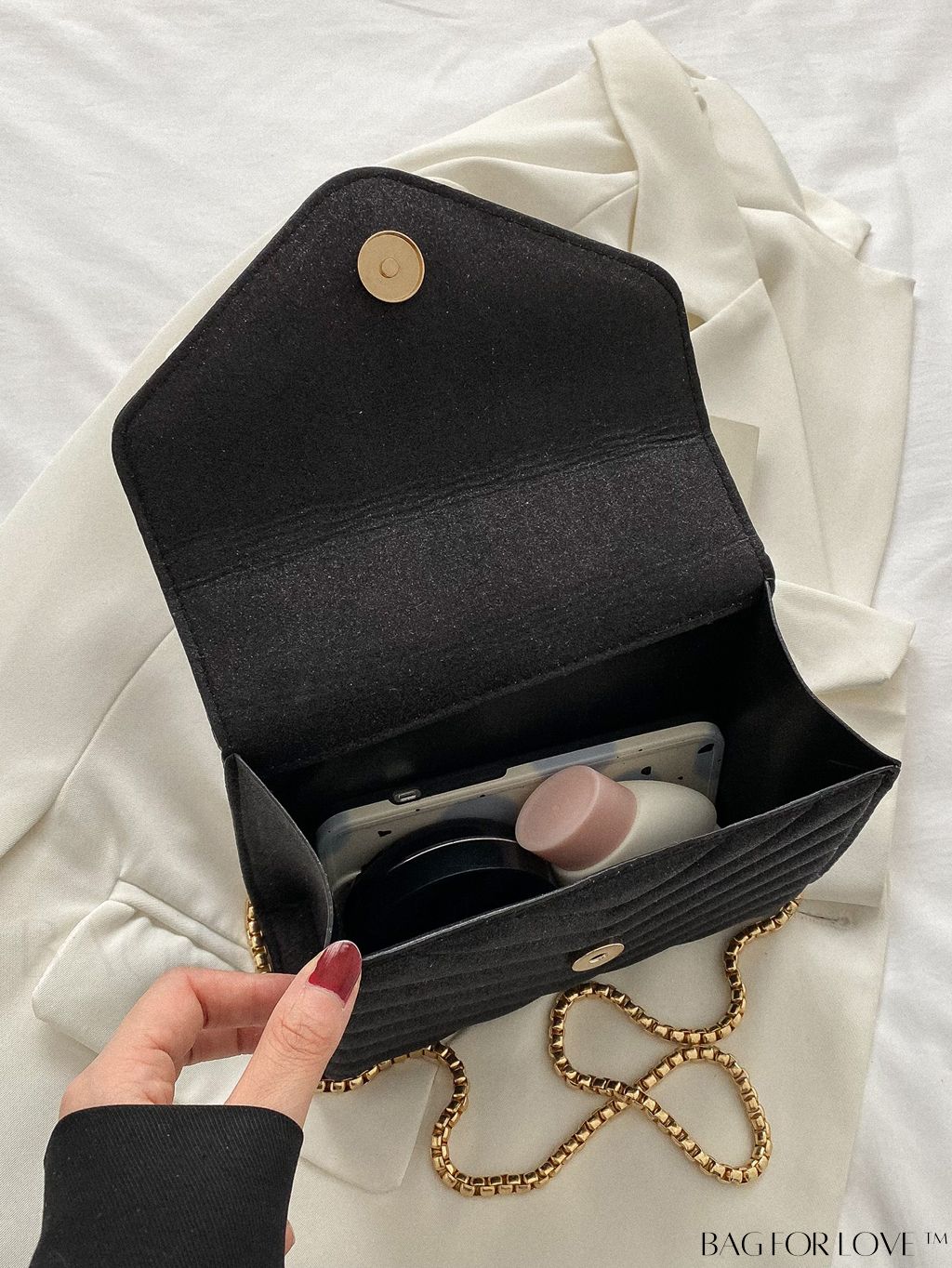 BagForLove - Compact Quilted Flap Shoulder Bag in Striking Neon Red