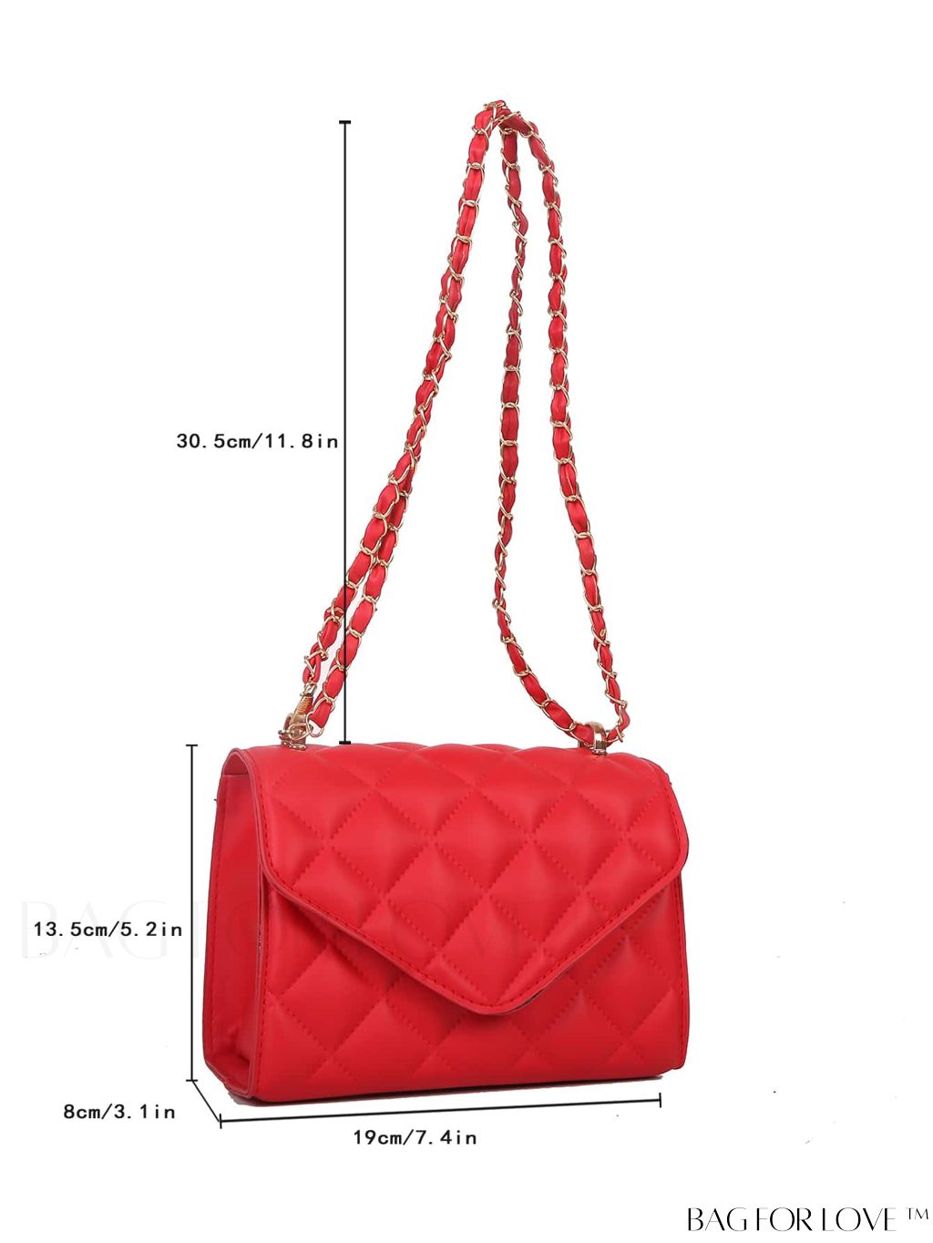 BagForLove - Compact Quilted Flap Shoulder Bag in Striking Neon Red