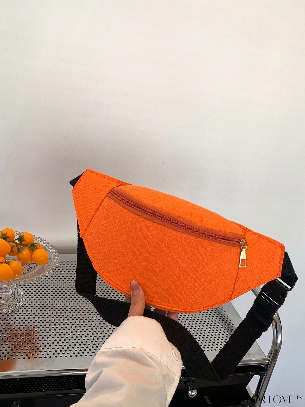 BagForLove - Black Crocodile-Embossed Minimalist Fanny Pack