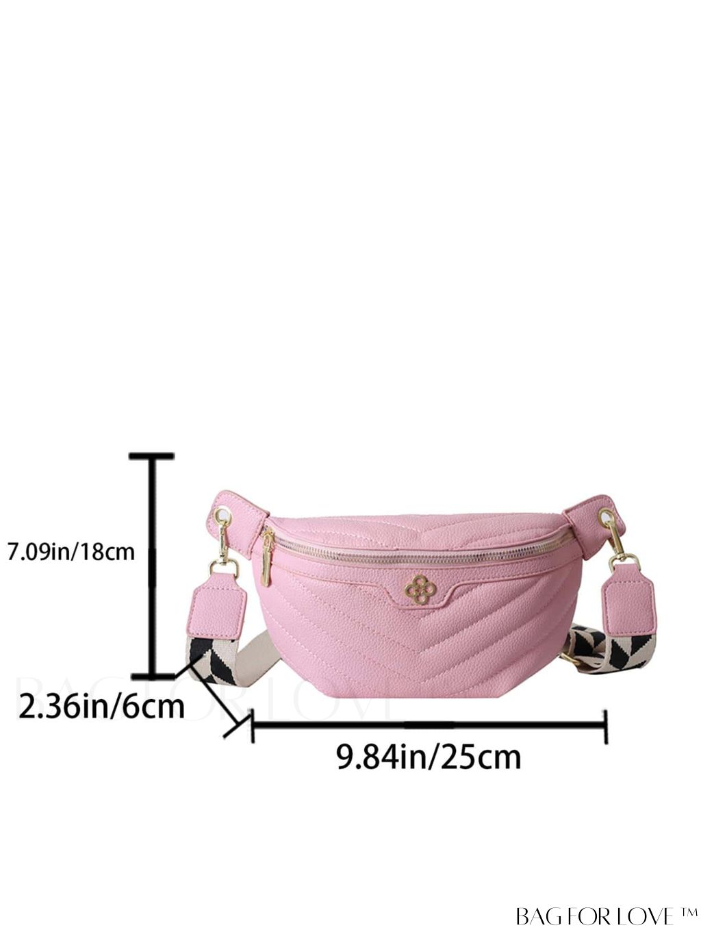 BagForLove - Stylish Chevron Fanny Pack with Metal Zipper Detail and PU Material