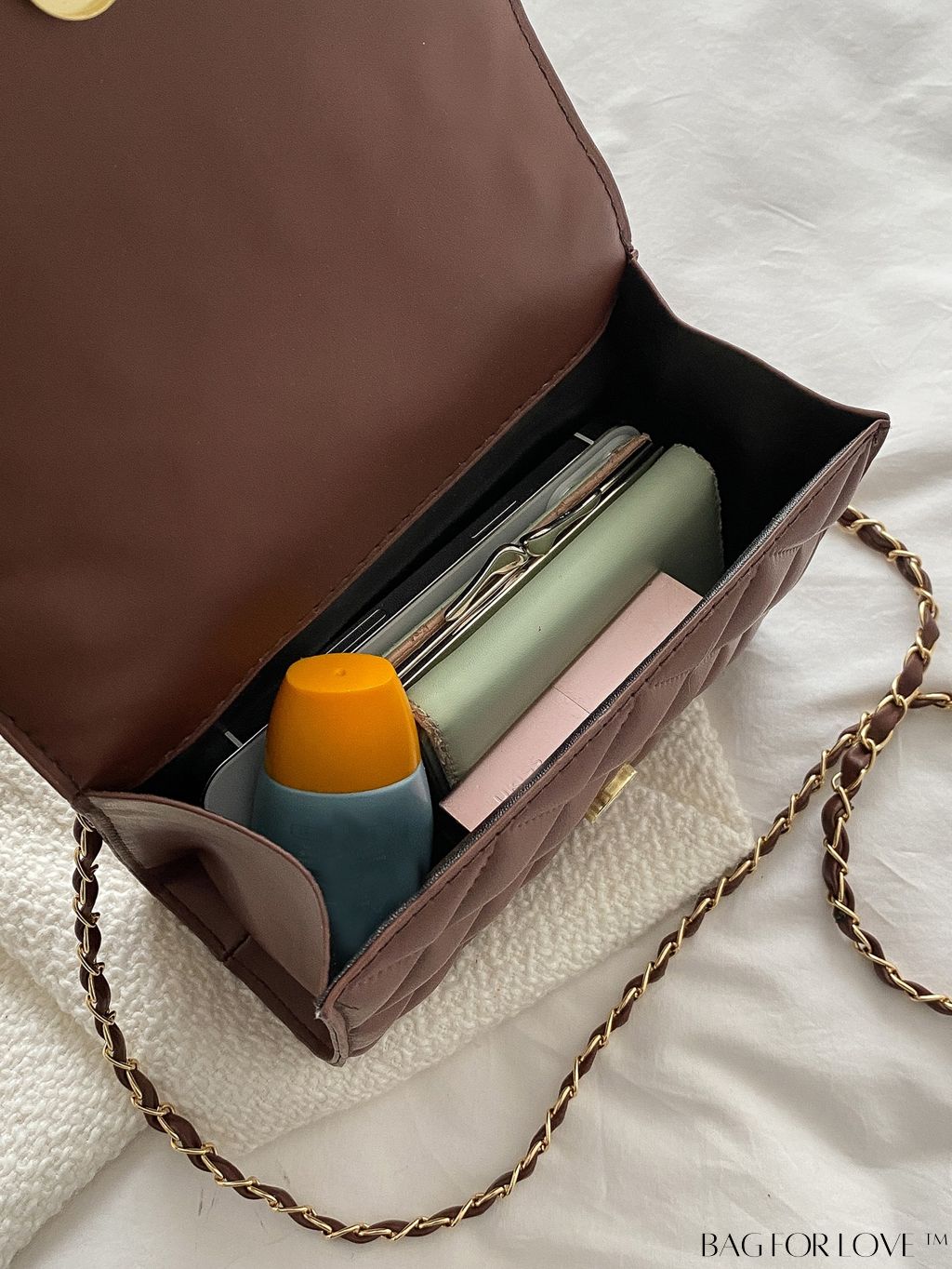 BagForLove - Compact Quilted Flap Shoulder Bag in Striking Neon Red