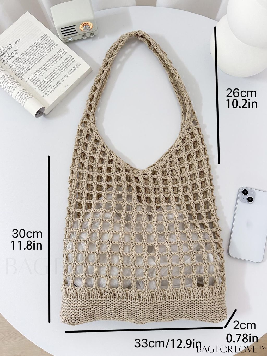 BagForLove - Versatile Retro Mesh Bag with Large Capacity, Ideal for Beach, Shopping, and Vacation
