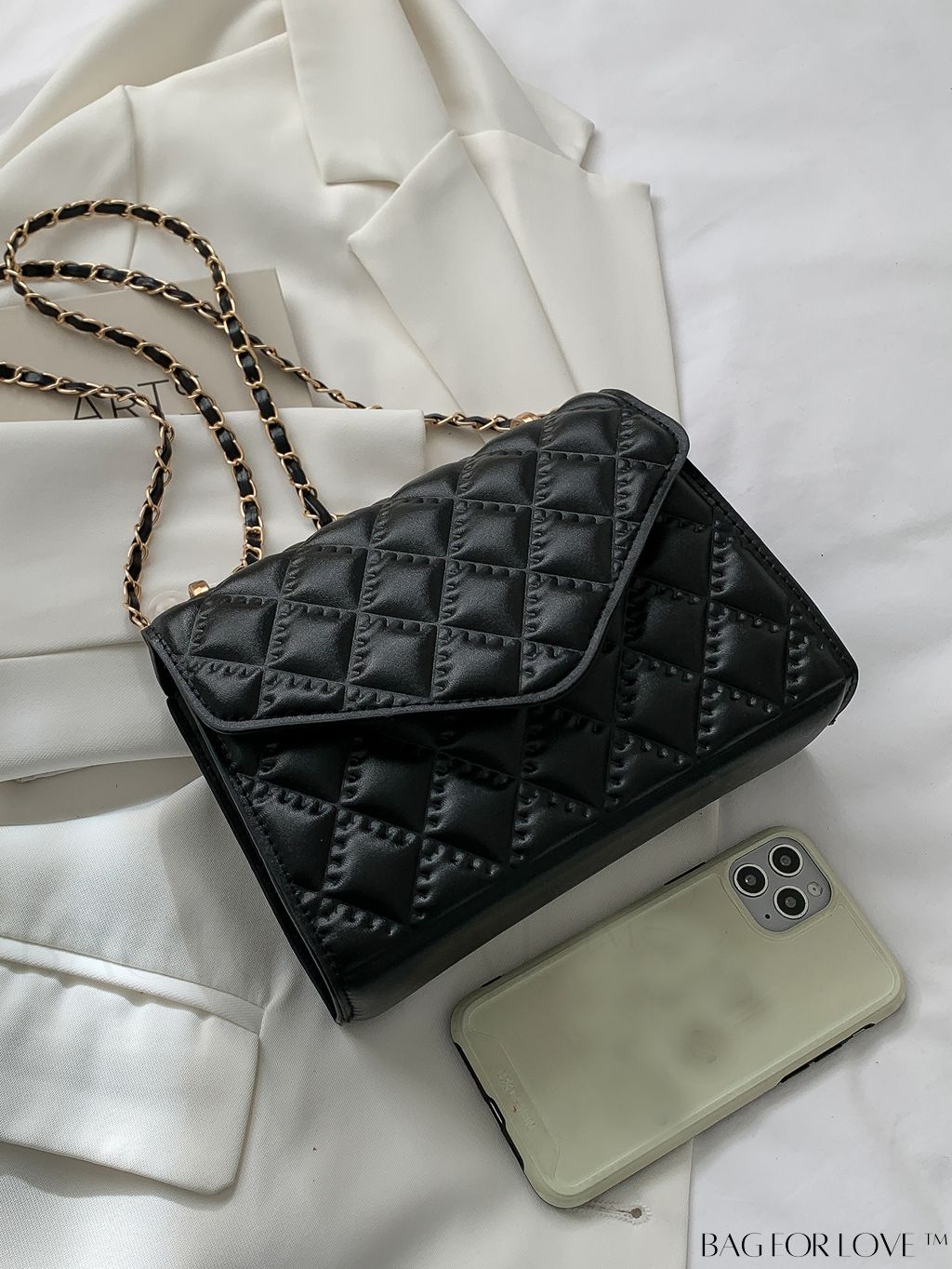 BagForLove - Compact Quilted Flap Shoulder Bag in Striking Neon Red