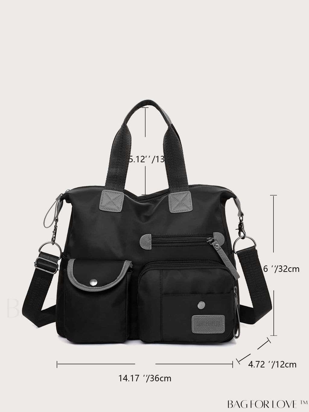 BagForLove - Waterproof Nylon Hand Bag: Womens Multi-Pocket Shoulder Crossbody for Travel and Everyday Use