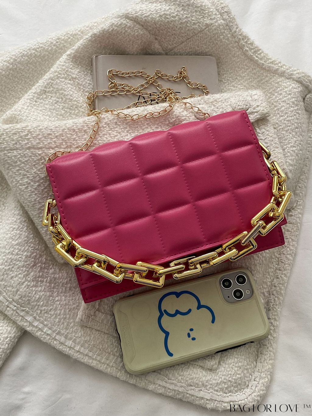 BagForLove - Compact Quilted Chain Square Bag with Subtle Detailing