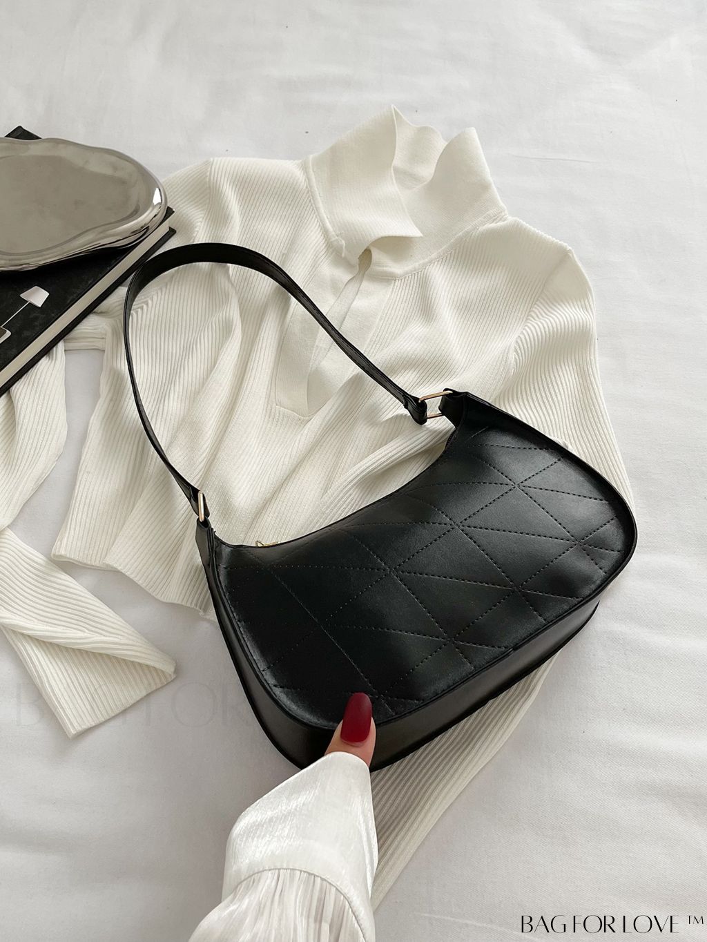 BagForLove - Refined Small Hobo Bag: Minimalist Elegance in Solid Color