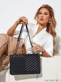 BagForLove - Chic Chevron Flap Square Bag with Chain Strap