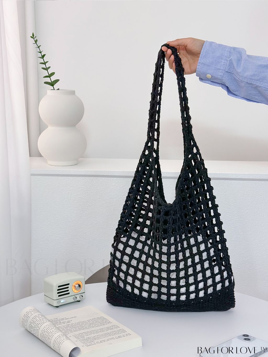 BagForLove - Versatile Retro Mesh Bag with Large Capacity, Ideal for Beach, Shopping, and Vacation