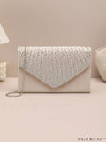 BagForLove - Compact Pleated Envelope Bag with Sparkling Rhinestone Embellishment