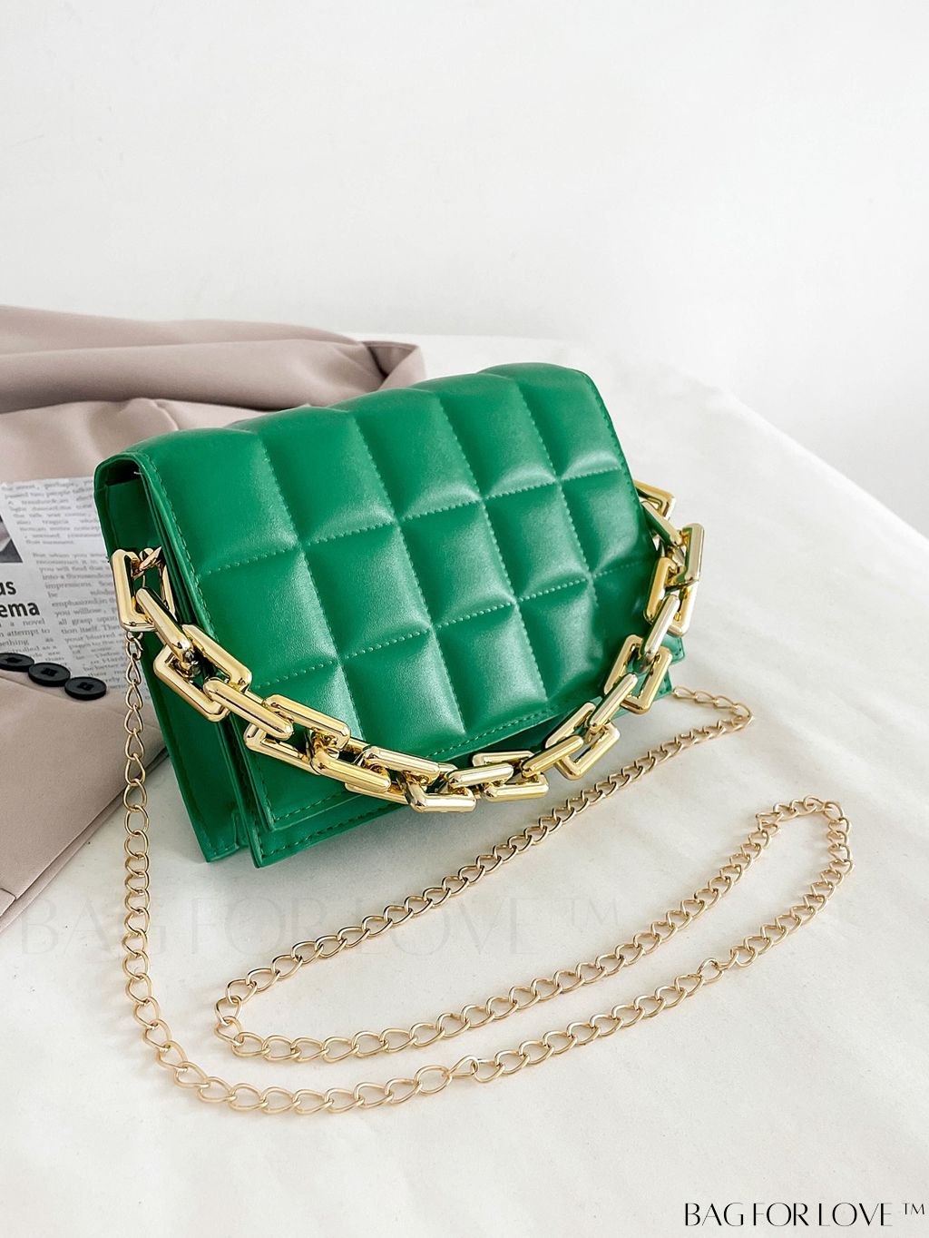 BagForLove - Compact Quilted Chain Square Bag with Subtle Detailing