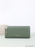 BagForLove - Stylish Long Wallet with Clover Decor and Letter Graphics