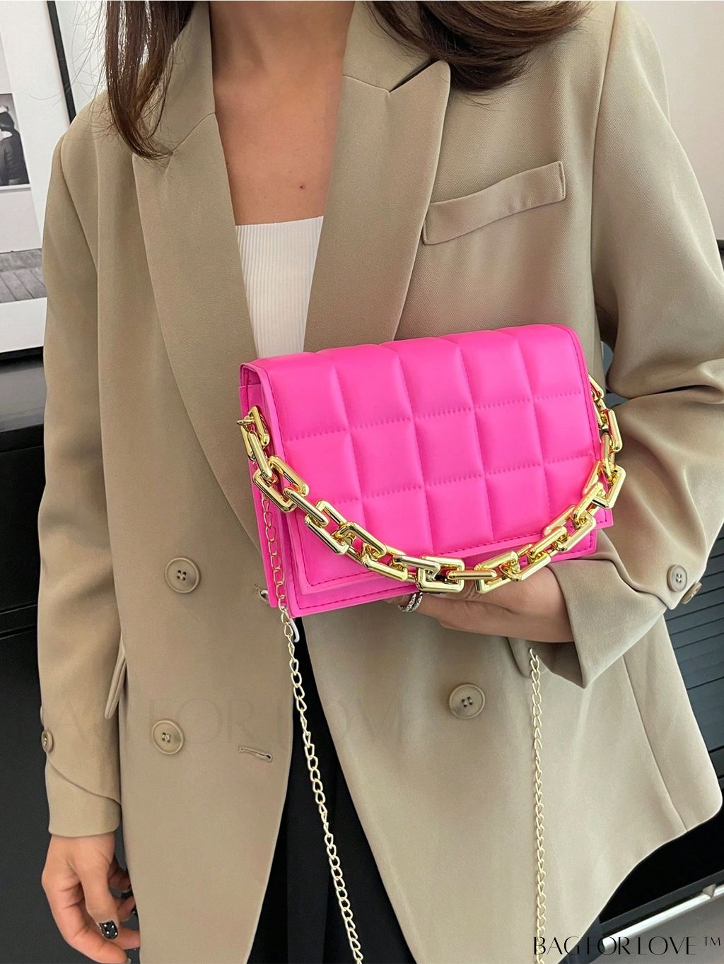 BagForLove - Compact Quilted Chain Square Bag with Subtle Detailing