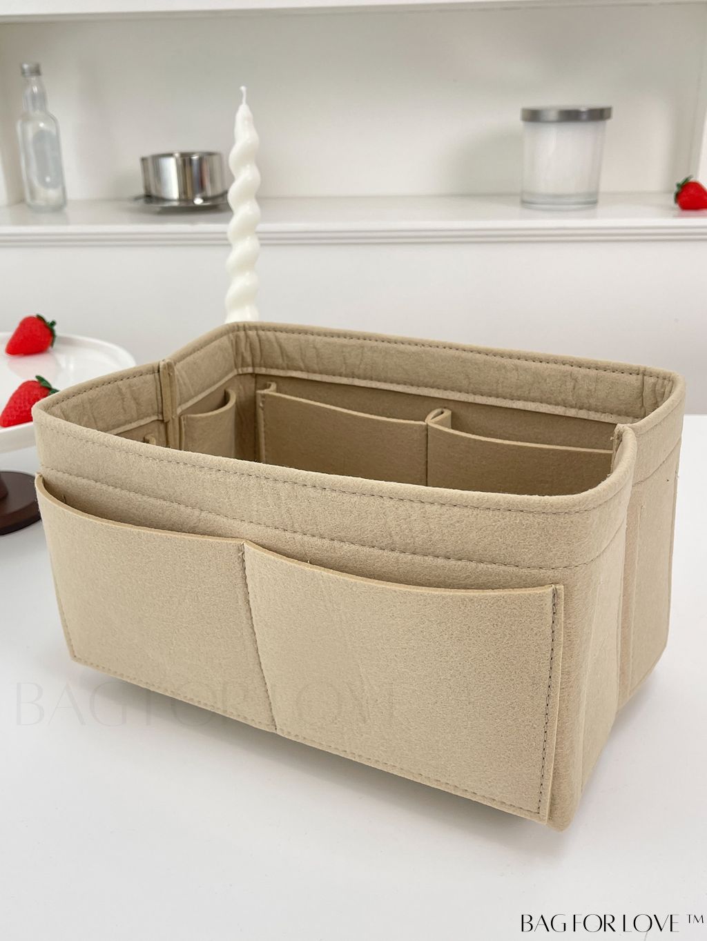BagForLove - Streamlined Felt Khaki Tote Insert for Effortless Organization
