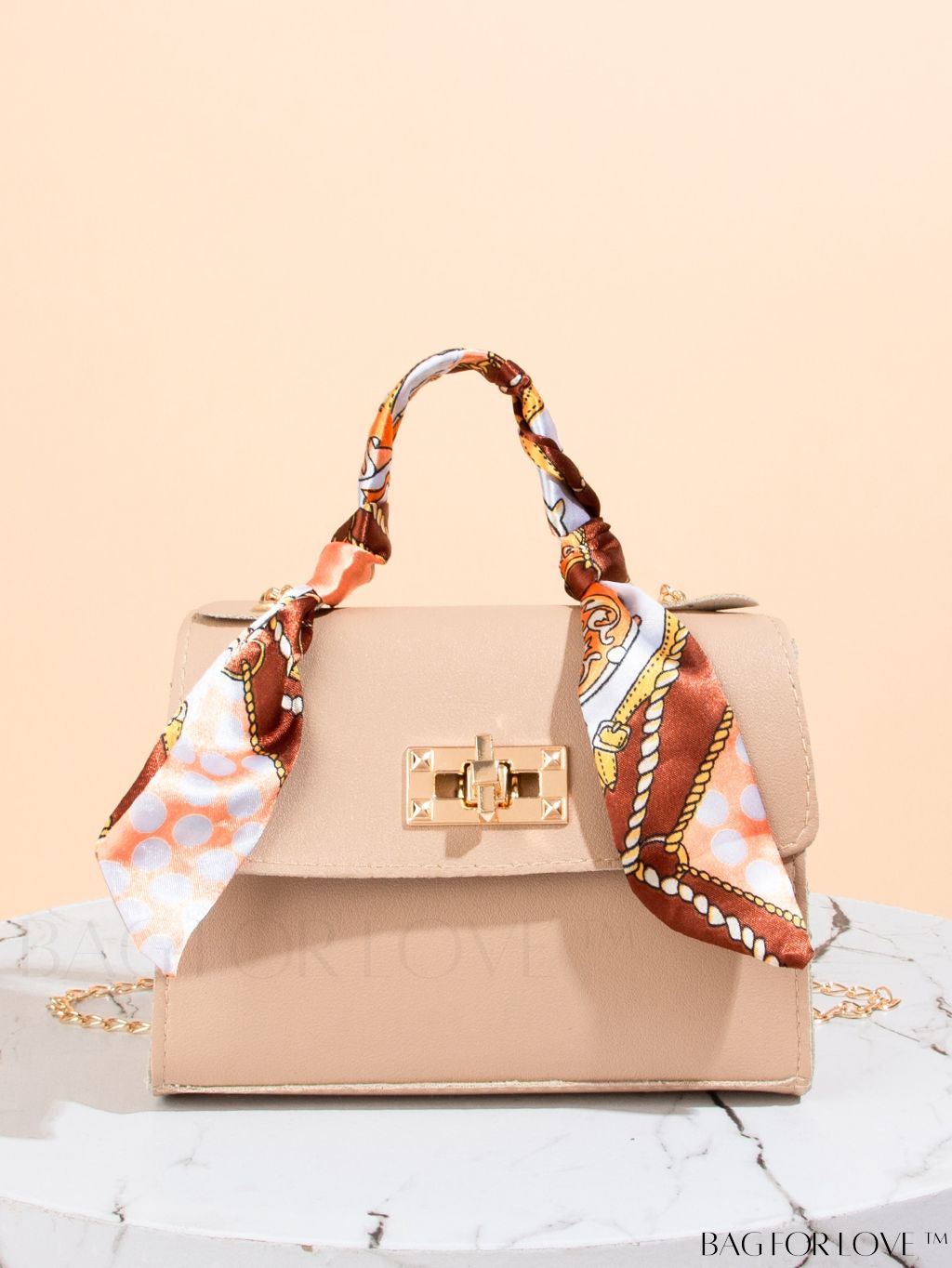 BagForLove - Neon Red Twilly Scarf Design Square Bag - Mini, Stylish, and Versatile!