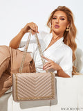 BagForLove - Chic Chevron Flap Square Bag with Chain Strap